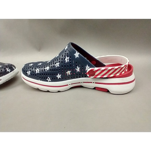 Skechers Cali Gear Women's Stars And Stripes Red-White~Blue Clogs Size 7 - Picture 10 of 12